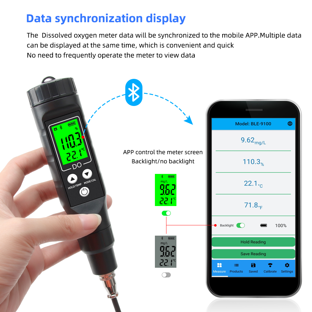 Do Oxygen Meter - BLE-9100 Bluetooth Dissolved Oxygen Meter 0.0-30.0mg/L