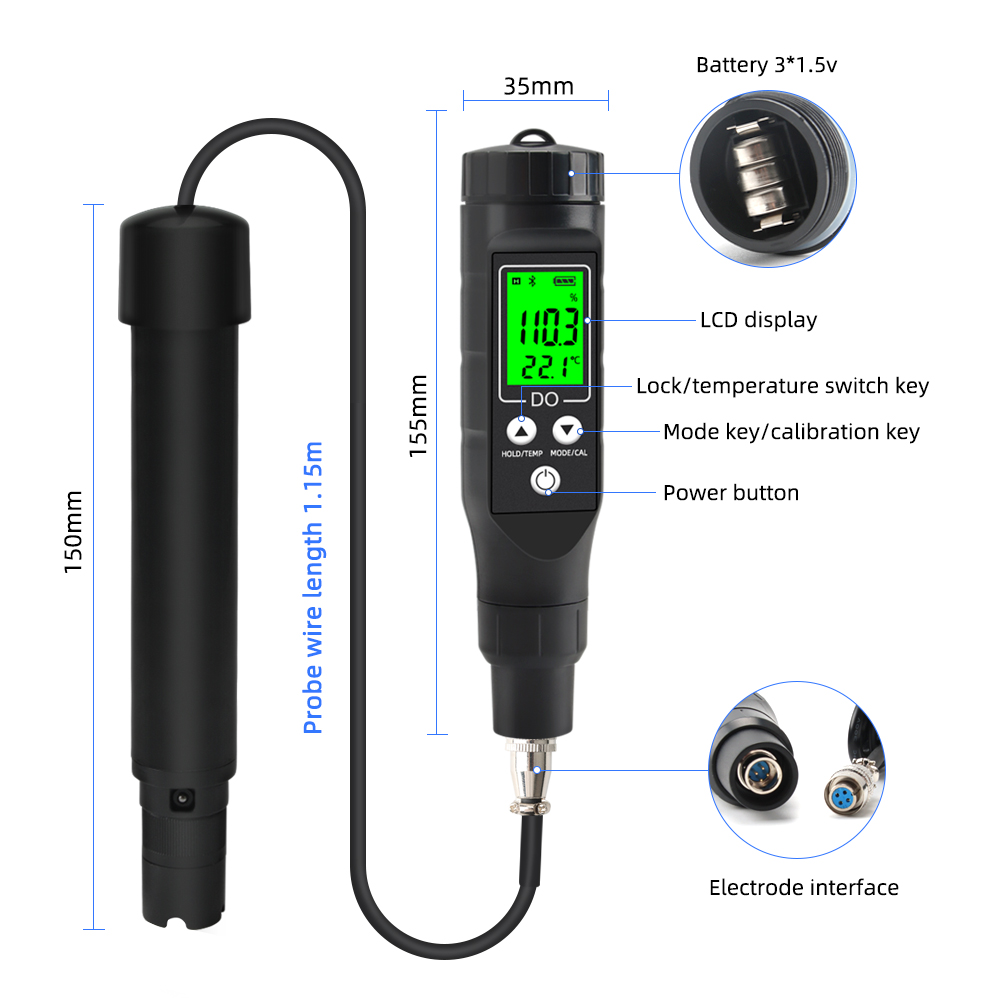 BLE-9100 Bluetooth Dissolved O - Do Oxygen Meter ulasan dan harga