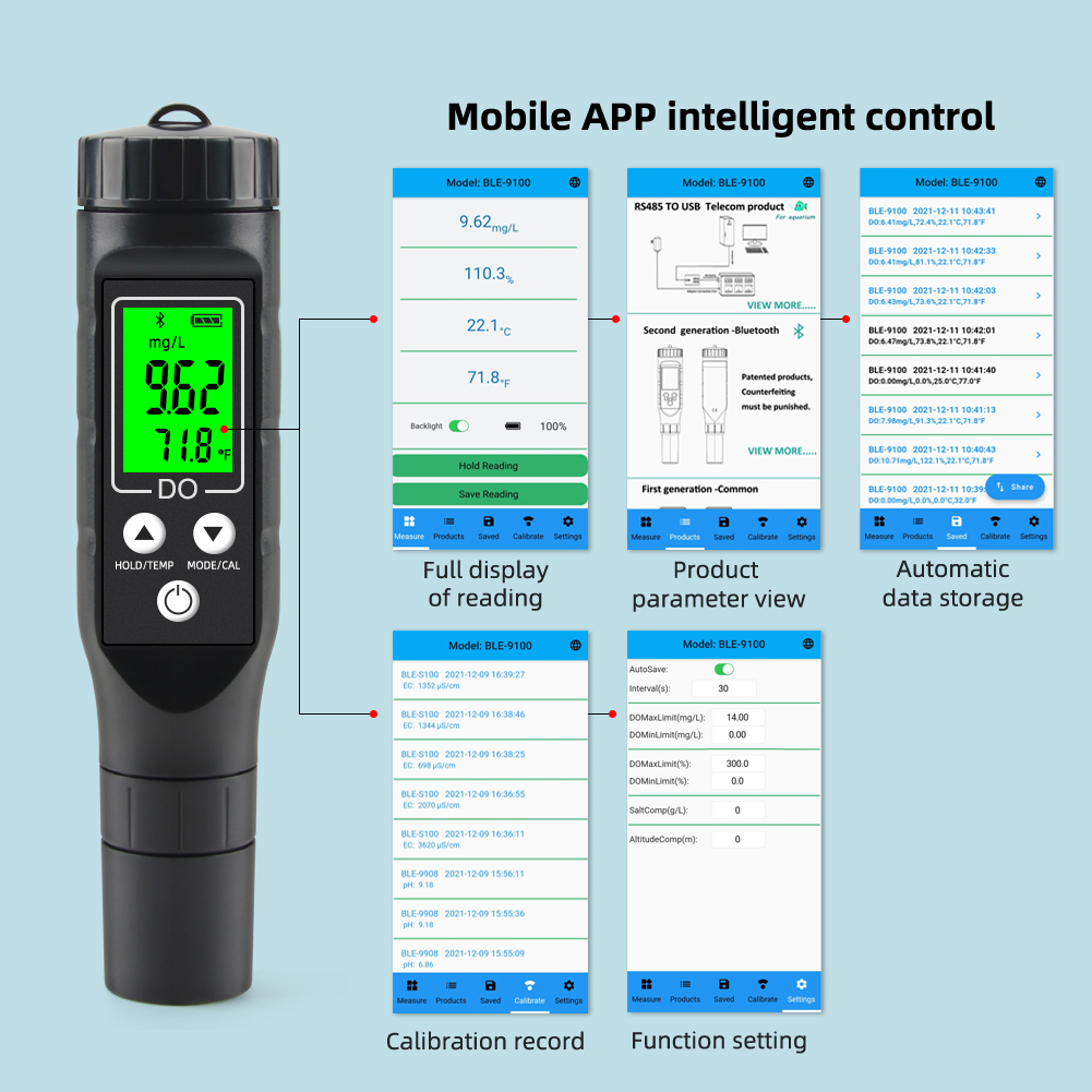 BLE-9100 Bluetooth Dissolved O - Do Oxygen Meter ulasan dan harga